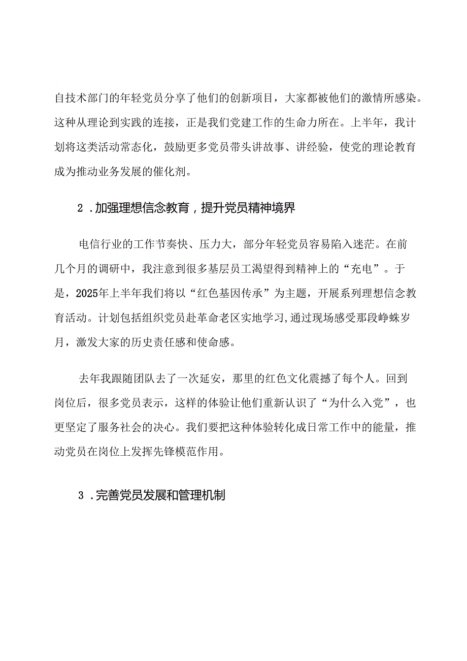 2025年上半年电信行业党建工作计划.docx_第2页