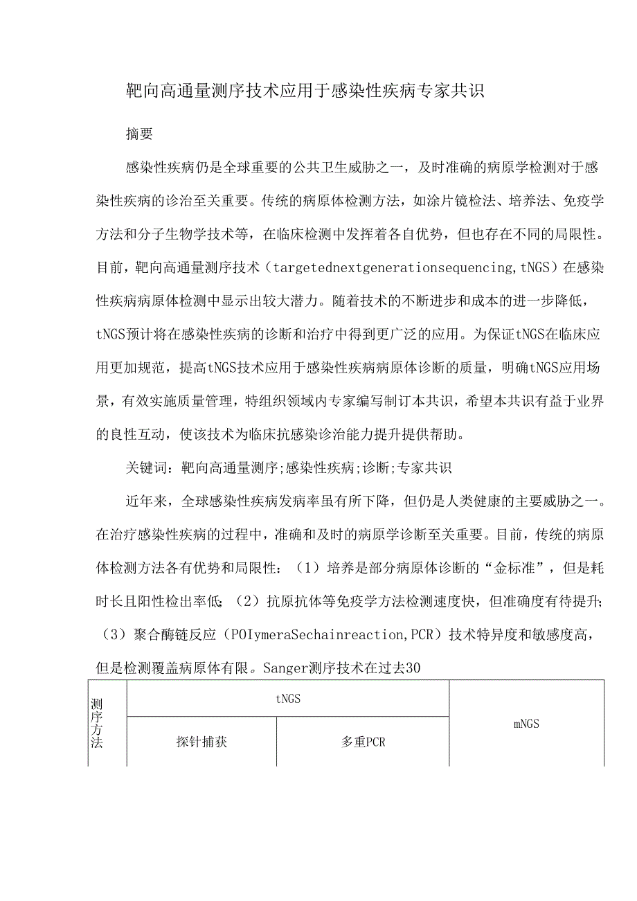 靶向高通量测序技术应用于感染性疾病专家共识.docx_第1页