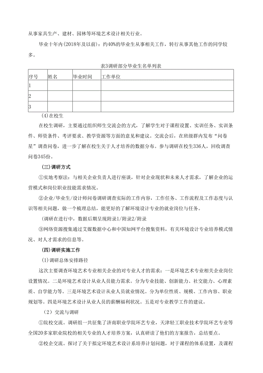 2024年环境艺术设计专业人才培养方案调研报告.docx_第3页