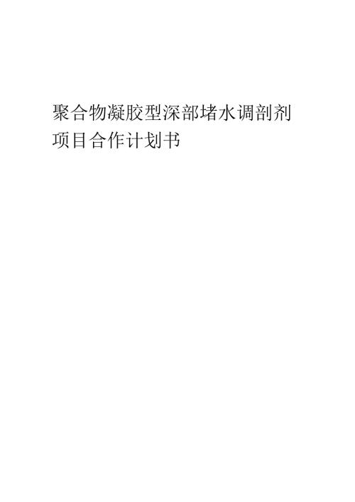 2025年聚合物凝胶型深部堵水调剖剂项目合作计划书.docx