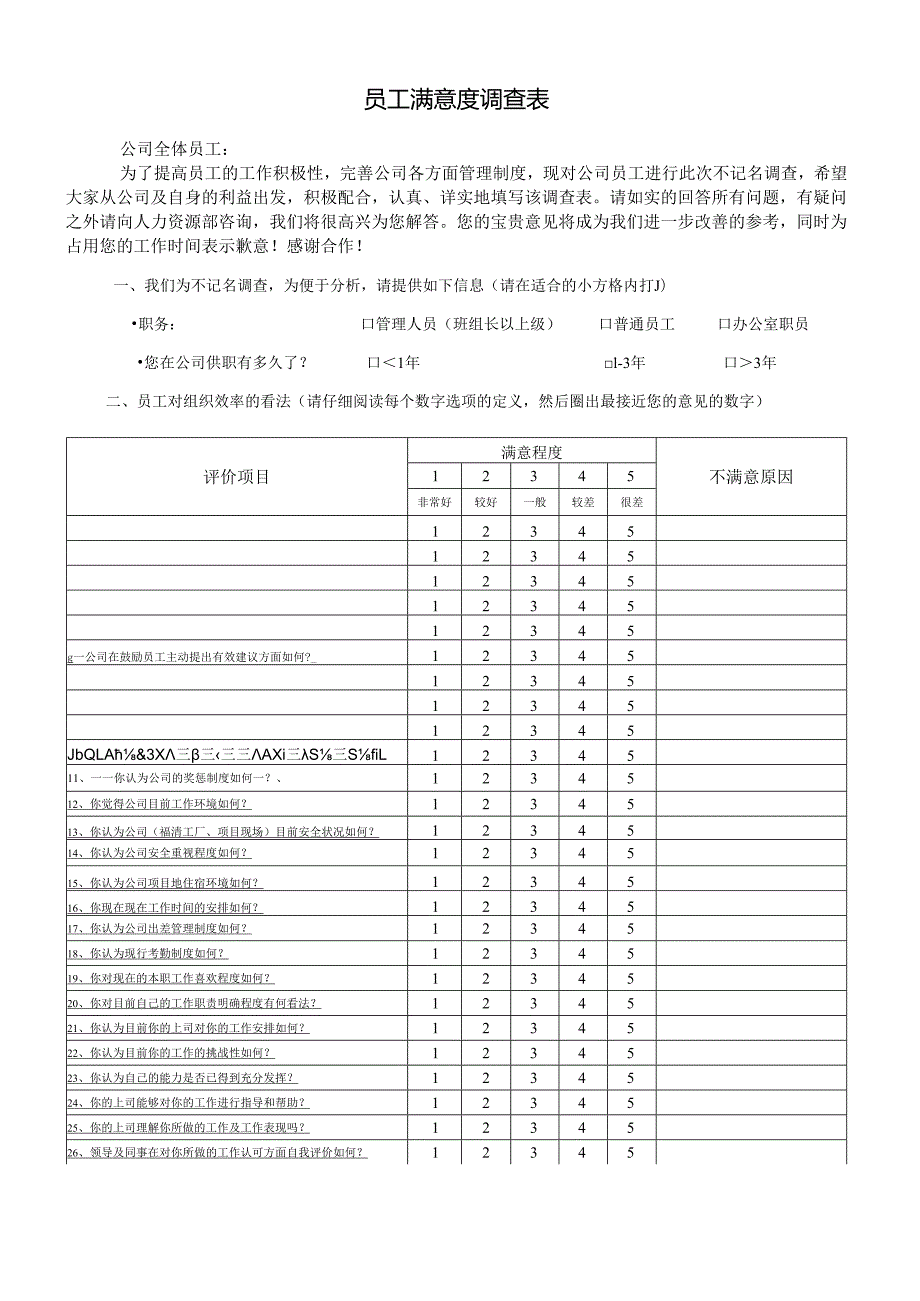 员工满意度调查表模板.docx_第1页
