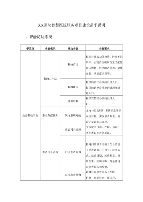 XX医院智慧医院服务项目建设需求说明.docx
