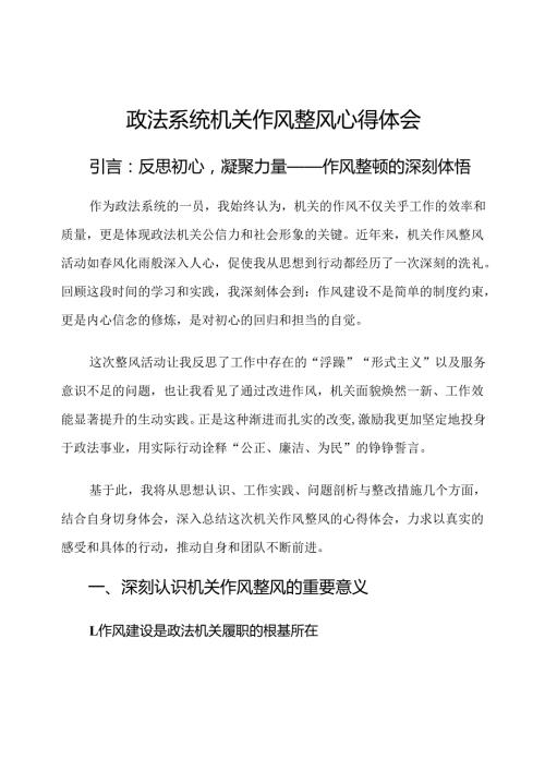 政法系统机关作风整风心得体会.docx