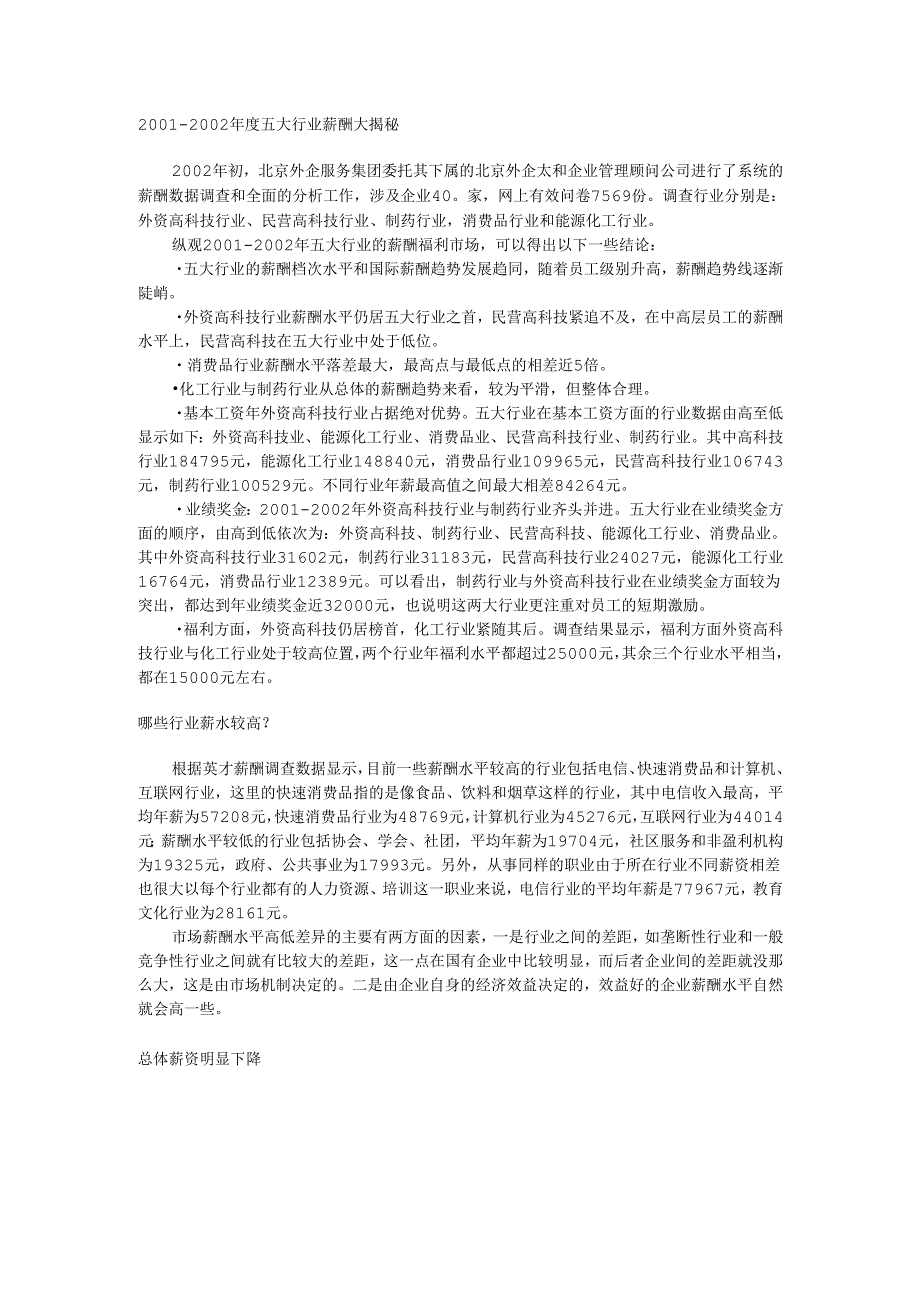 国内主要行业薪酬调查手册.docx_第1页
