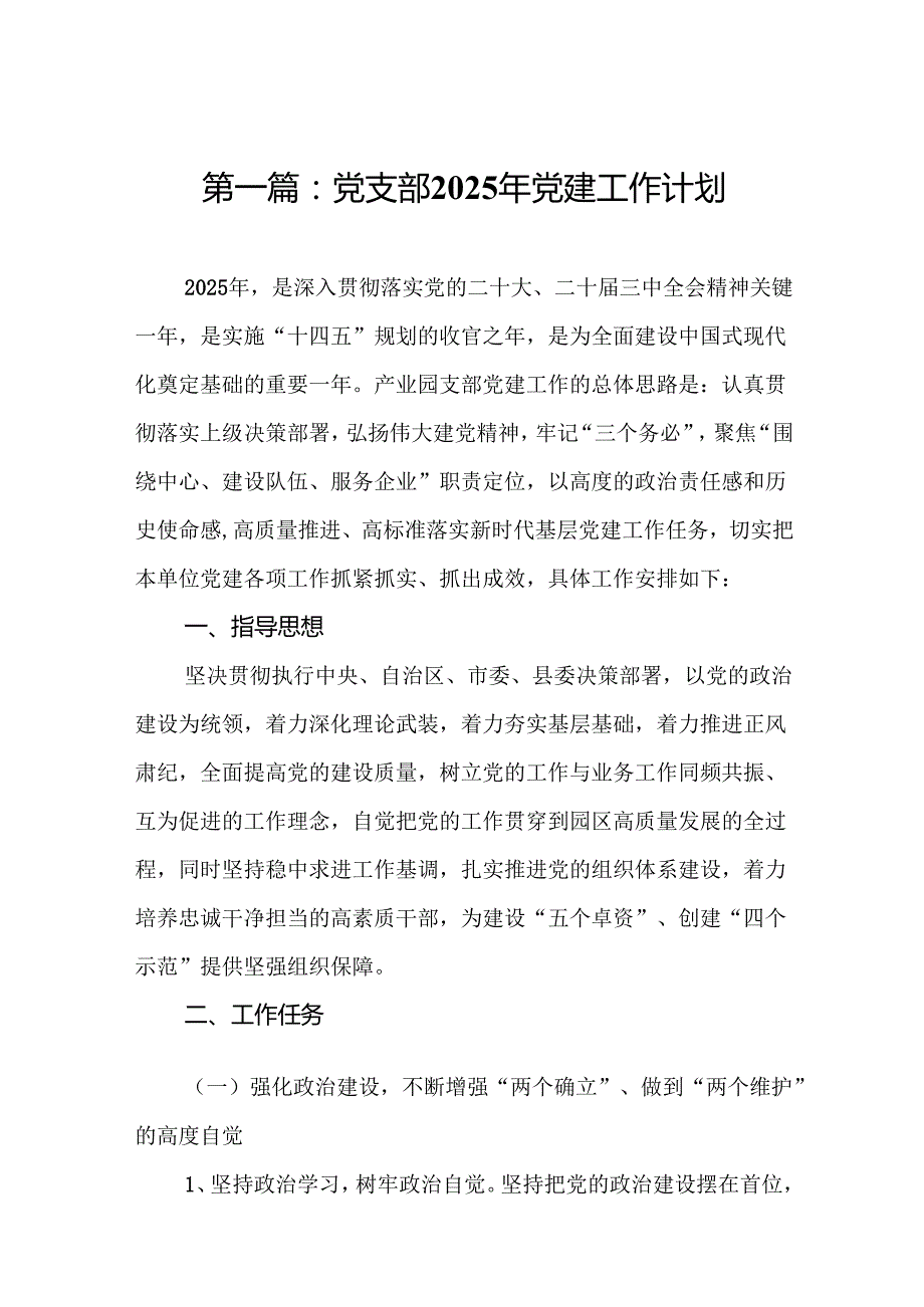 （汇编10份）党支部2025年党建工作计划.docx_第2页