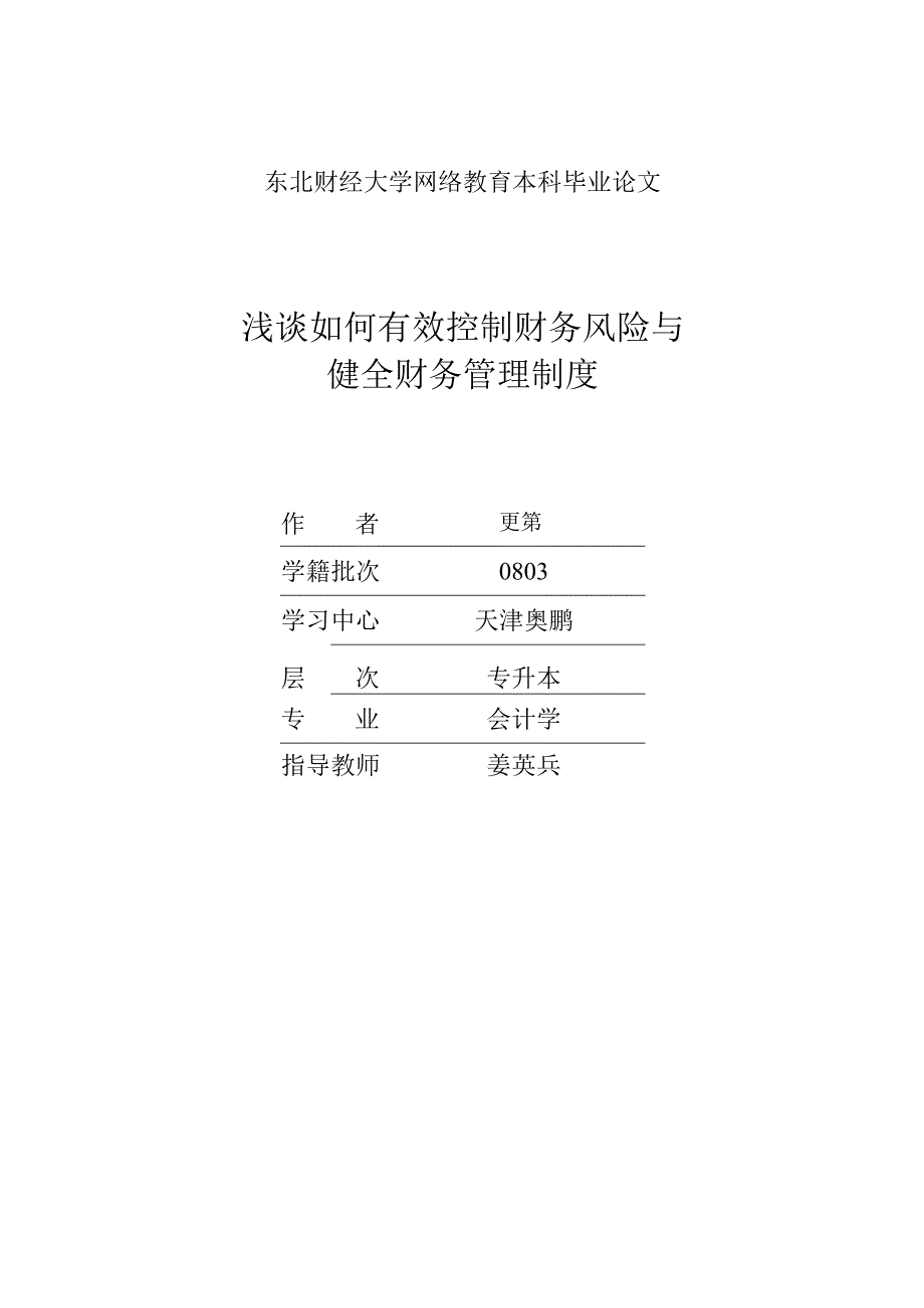 如何有效控制财务风险与健全财务制度.docx_第1页