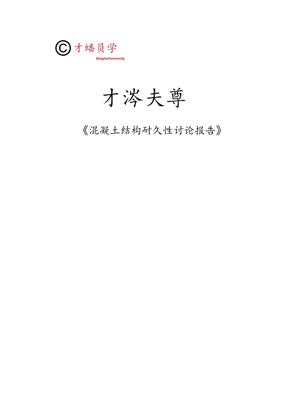 混凝土结构耐久性讨论报告.docx_第1页