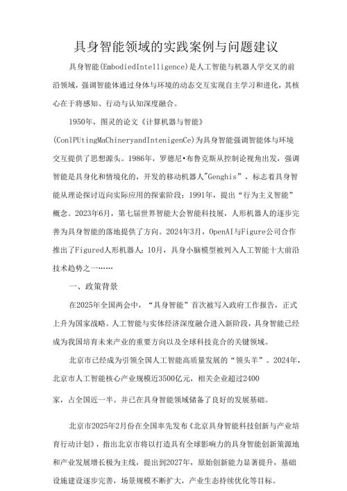 具身智能领域的实践案例与问题建议.docx
