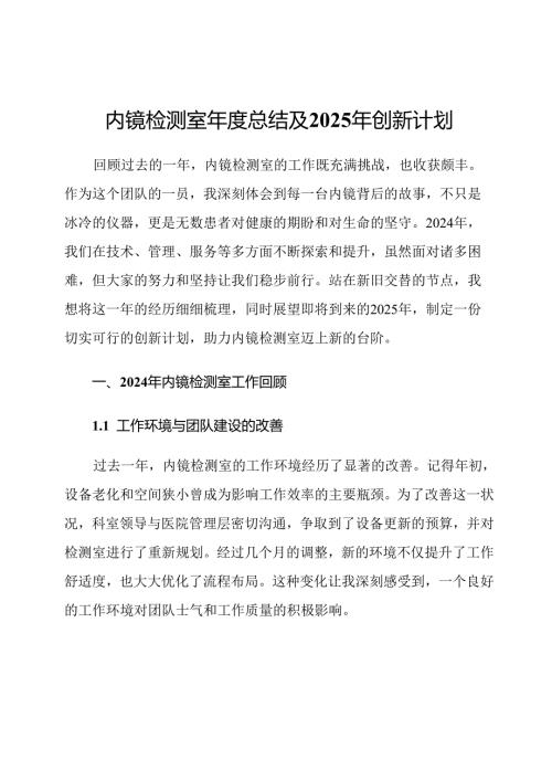 内镜检测室年度总结及2025年创新计划.docx