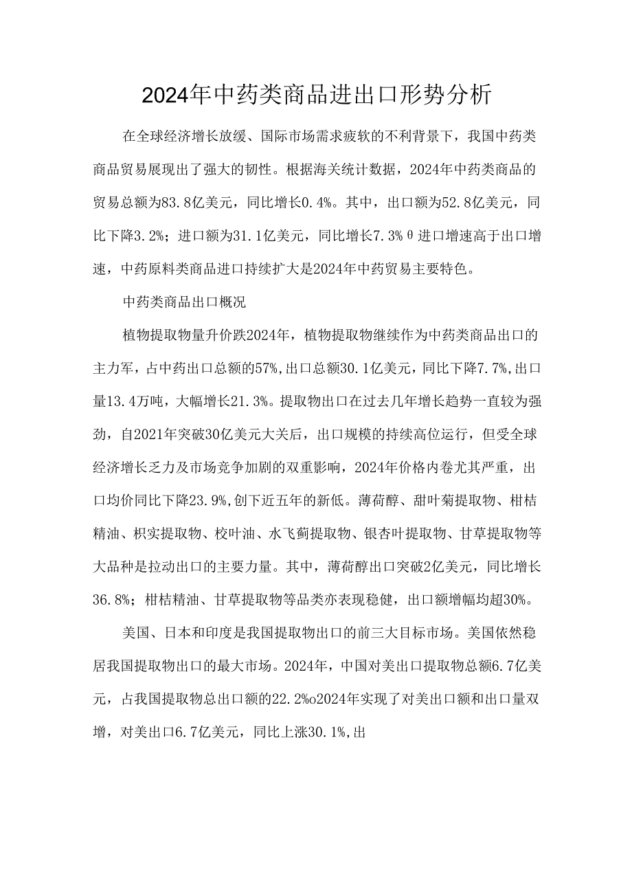 2024年中药类商品进出口形势分析.docx_第1页