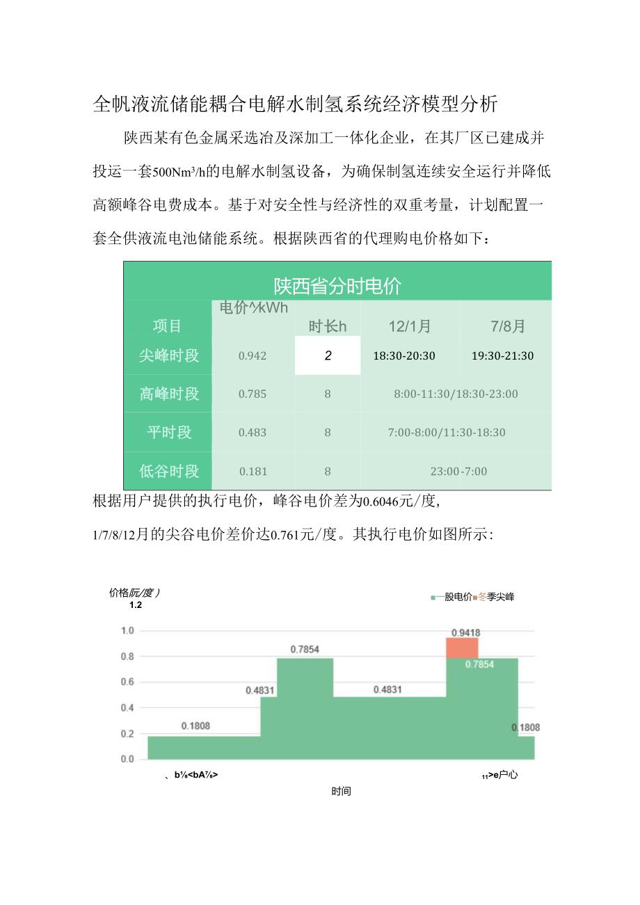 全钒液流储能耦合电解水制氢系统经济模型分析.docx_第1页
