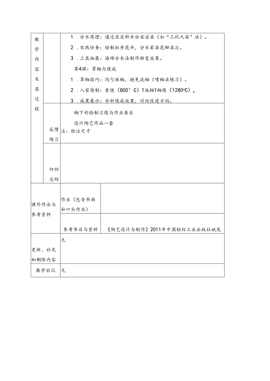 《陶瓷制作工艺》教案12 陶瓷装饰示范及训练.docx_第2页