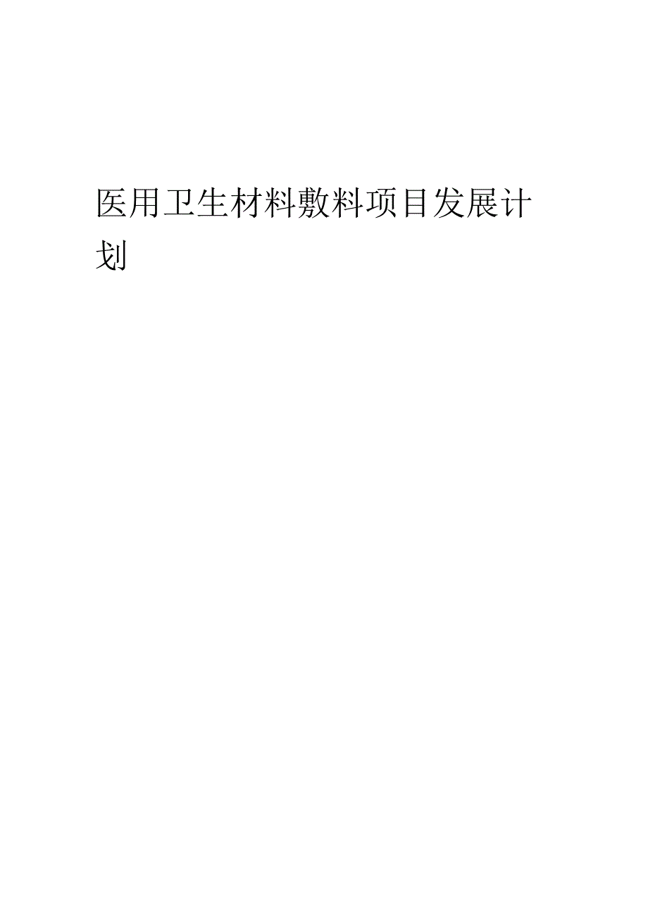 2025年医用卫生材料敷料项目发展计划.docx_第1页