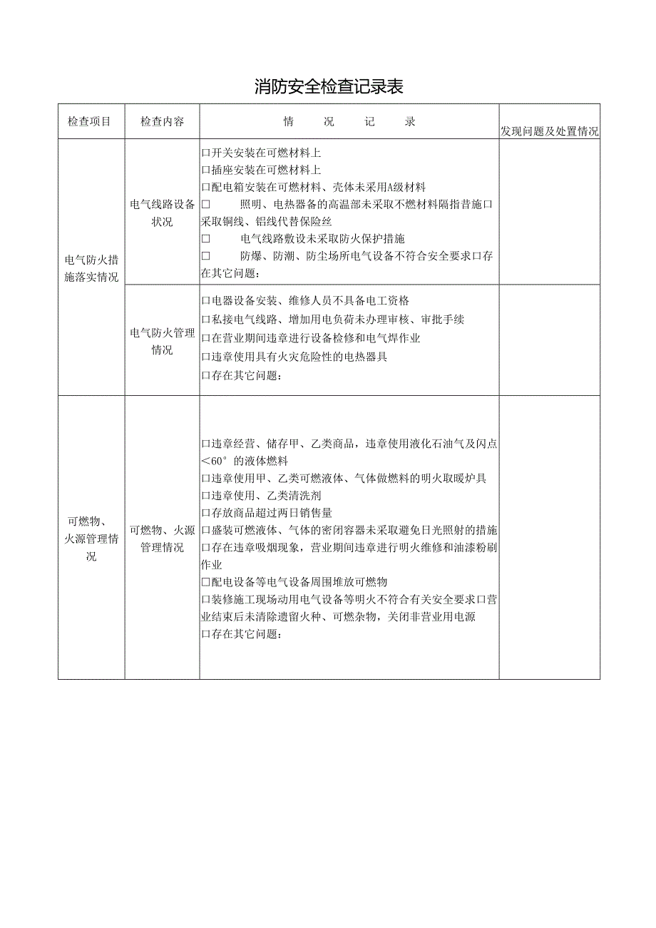 消防安全检查记录表.docx_第1页