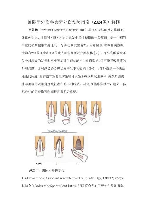 国际牙外伤学会牙外伤预防指南(2024版)解读.docx