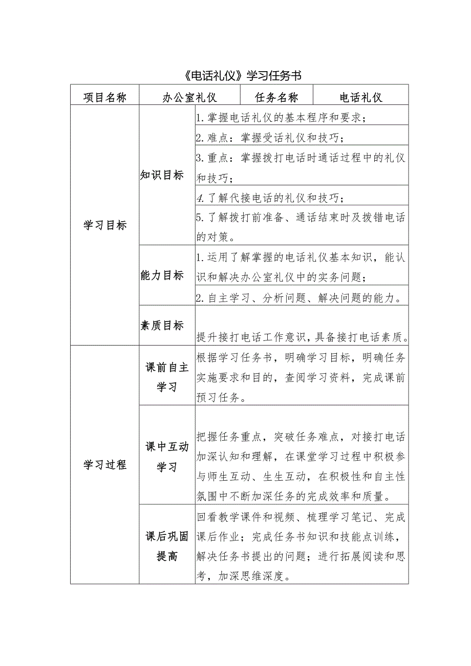 《沟通礼仪办公室礼仪》任务书.docx_第1页