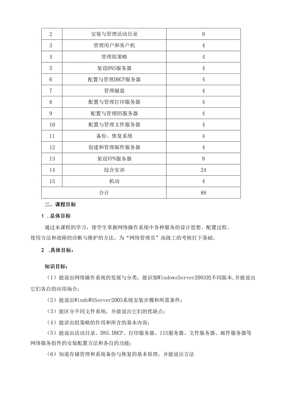 《网络操作系统》课程标准.docx_第2页