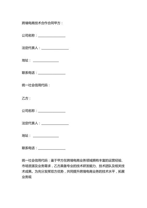 跨境电商技术合作合同.docx