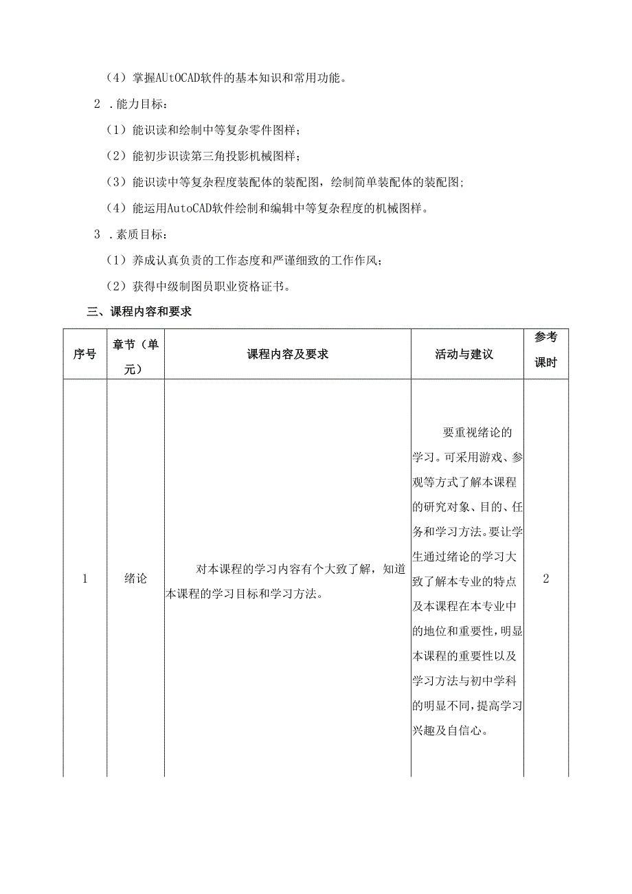 《机械制图及CAD技术基础》课程标准.docx_第2页