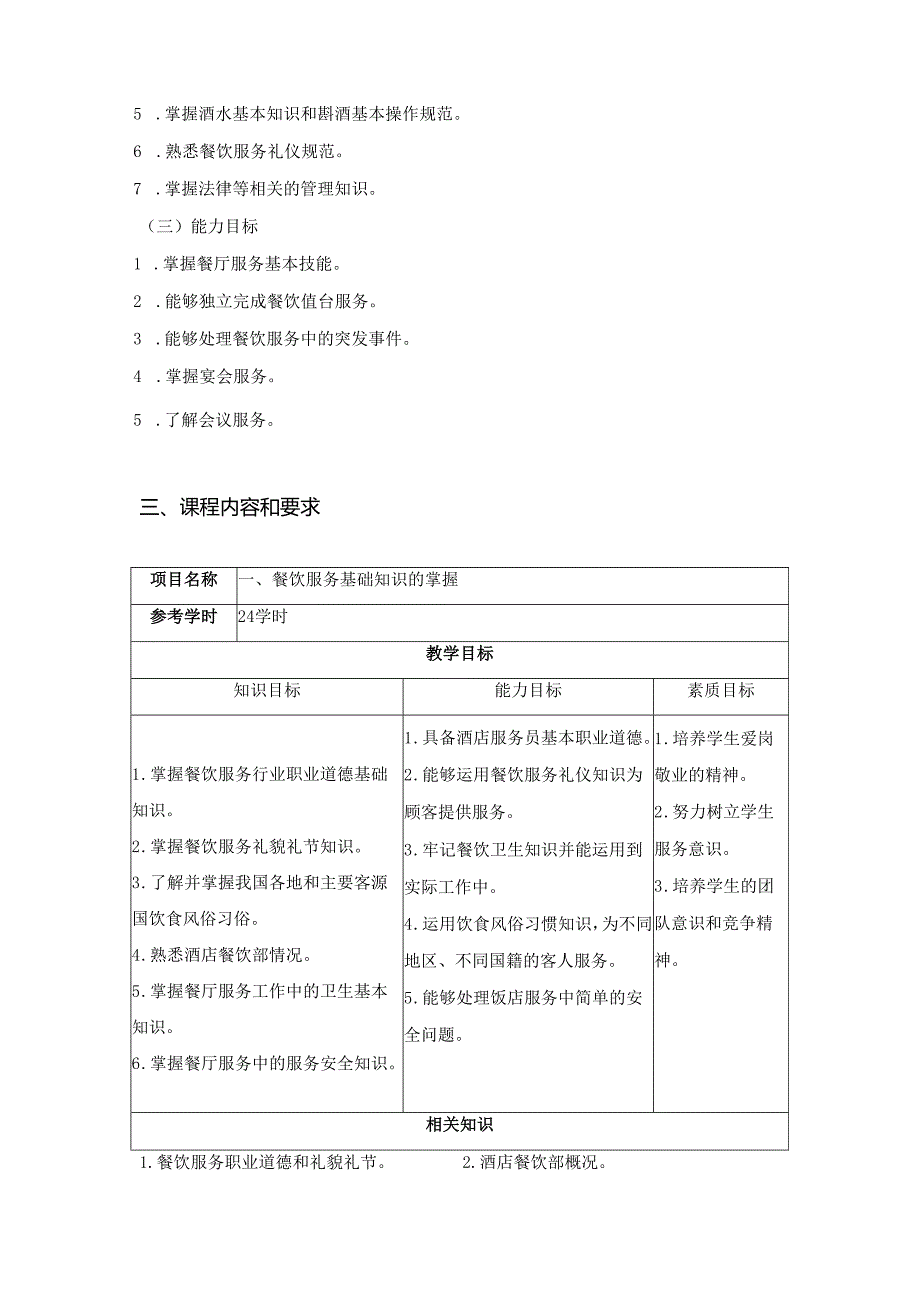 《餐饮服务与管理》课程标准.docx_第3页