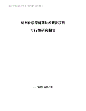 锦州化学原料药技术研发项目可行性研究报告.docx